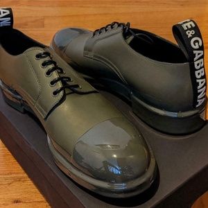 Dolce & Gabbana Beige Canvas Derby Lace Up Dress Men Shoes